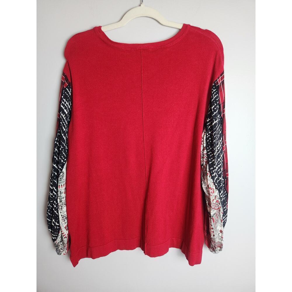 John Mark sweater womens L contrasting balloon sleeves art to wear Careerwear - Picture 4 of 9